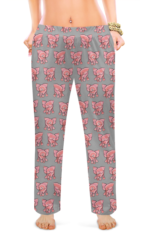 Printio Женские пижамные штаны Розовый слоник