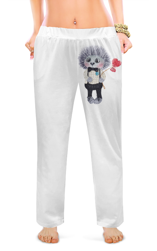 ежик с узелком вязаный серый Printio Женские пижамные штаны Акварельный ежик