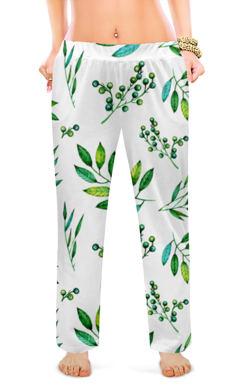 Printio Женские пижамные штаны Живописные листья и ягодки