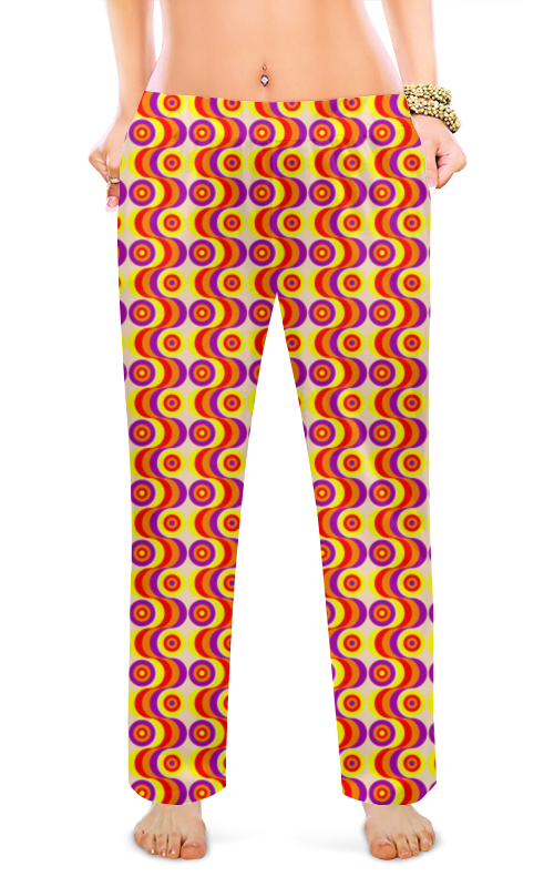Printio Женские пижамные штаны Волны aqua желтые серьги волны