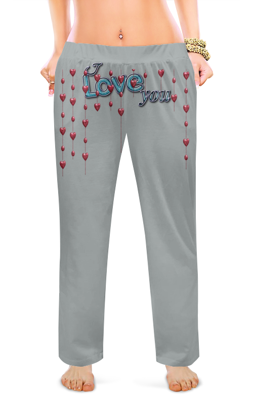 Printio Женские пижамные штаны I love you.любовь сердечная. штаны voung dimension с принтом сердец на 6 9 месяцев
