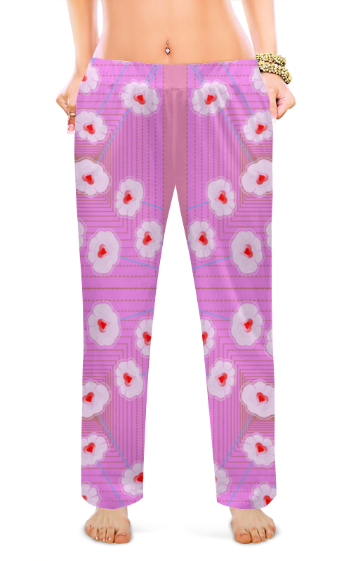 Printio Женские пижамные штаны Цветочный паттерн printio женские пижамные штаны сердечки