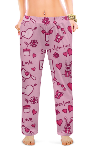 Заказать пижаму в Москве. Женские пижамные штаны День Святого Валентина от Марина  - готовые дизайны и нанесение принтов.