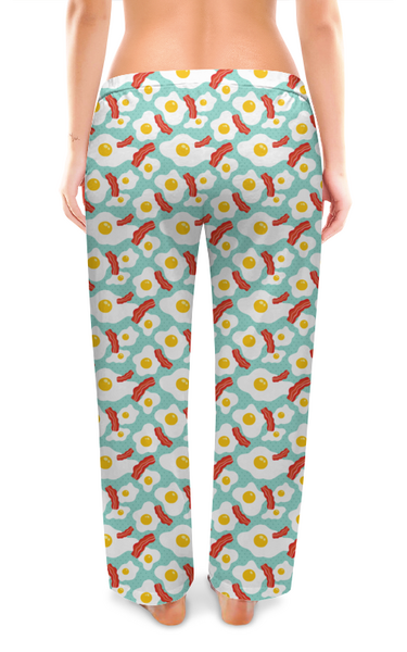 Заказать пижаму в Москве. Женские пижамные штаны Яичница с беконом от mishacatstore@yandex.ru - готовые дизайны и нанесение принтов.