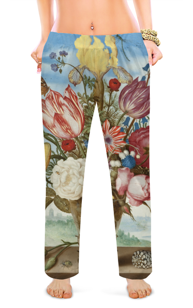 Заказать пижаму в Москве. Женские пижамные штаны Букет цветов на полке (Амброзиус Босхарт) от trend - готовые дизайны и нанесение принтов.