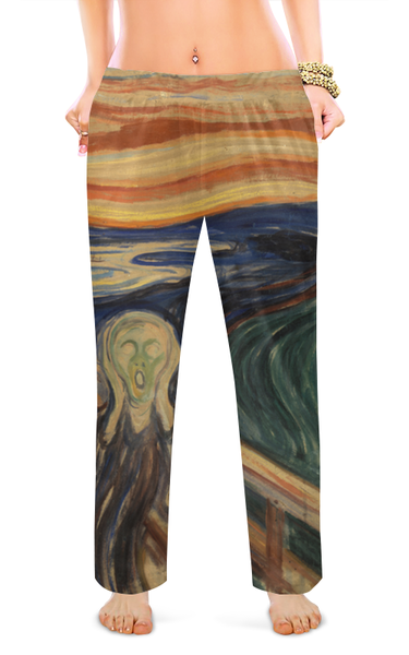 Заказать пижаму в Москве. Женские пижамные штаны Крик (картина Мунка) от trend - готовые дизайны и нанесение принтов.