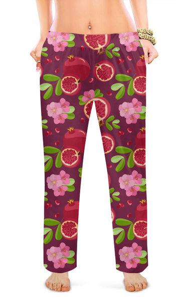 Заказать пижаму в Москве. Женские пижамные штаны Плоды граната от IrinkaArt  - готовые дизайны и нанесение принтов.