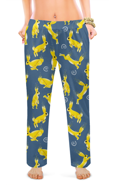 Заказать пижаму в Москве. Женские пижамные штаны SUNNY BUNNIES от ELENA ZHARINOVA - готовые дизайны и нанесение принтов.