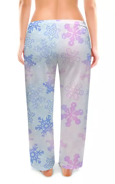 Заказать пижаму в Москве. Женские пижамные штаны снежинки от queen  - готовые дизайны и нанесение принтов.