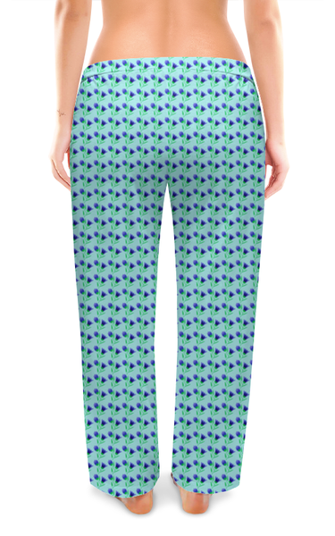 Заказать пижаму в Москве. Женские пижамные штаны синие тюльпаны от Лана  - готовые дизайны и нанесение принтов.