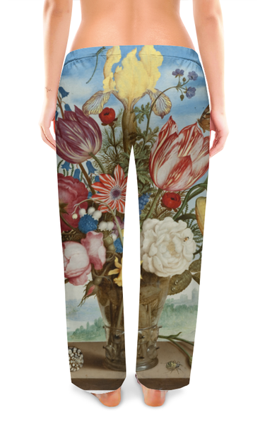 Заказать пижаму в Москве. Женские пижамные штаны Букет цветов на полке (Амброзиус Босхарт) от trend - готовые дизайны и нанесение принтов.