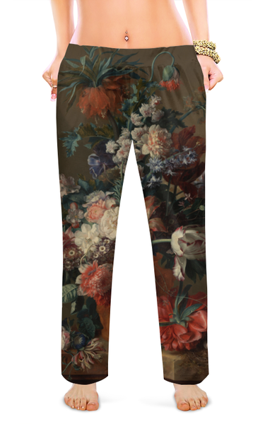 Заказать пижаму в Москве. Женские пижамные штаны Ваза с цветами (Ян ван Хёйсум) от trend - готовые дизайны и нанесение принтов.