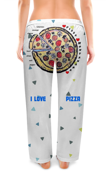 Заказать пижаму в Москве. Женские пижамные штаны Пицца от evragka  - готовые дизайны и нанесение принтов.