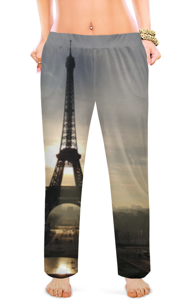 Заказать пижаму в Москве. Женские пижамные штаны Эйфелева башня на закате от Romario  - готовые дизайны и нанесение принтов.