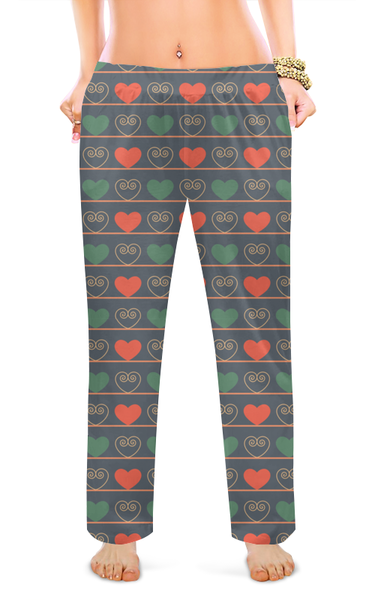 Заказать пижаму в Москве. Женские пижамные штаны Сердечки от ПРИНТЫ ПЕЧАТЬ  - готовые дизайны и нанесение принтов.