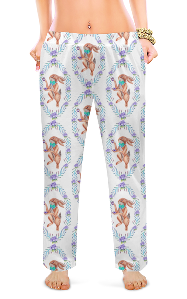 Заказать пижаму в Москве. Женские пижамные штаны Кролик от Romanova - готовые дизайны и нанесение принтов.