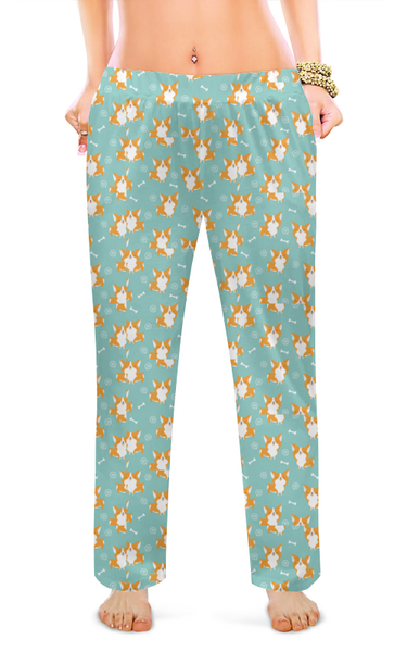 Заказать пижаму в Москве. Женские пижамные штаны Корги от queen  - готовые дизайны и нанесение принтов.