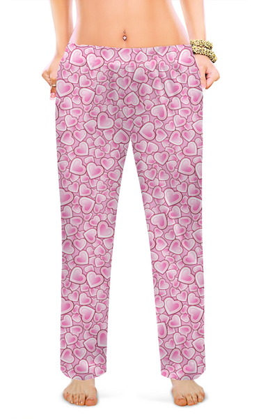 Заказать пижаму в Москве. Женские пижамные штаны Сияющие розовые сердца от IrinkaArt  - готовые дизайны и нанесение принтов.