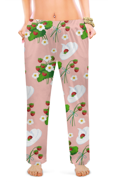 Заказать пижаму в Москве. Женские пижамные штаны Земляничный мусс от ELENA ZHARINOVA - готовые дизайны и нанесение принтов.