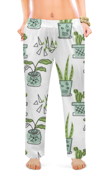 Заказать пижаму в Москве. Женские пижамные штаны Комнатные растения, кактусы от axenova-n@yandex.ru - готовые дизайны и нанесение принтов.