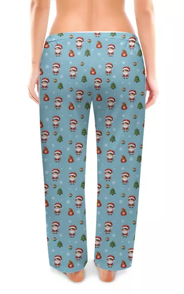 Заказать пижаму в Москве. Женские пижамные штаны Дед Мороз с подарками от Марина  - готовые дизайны и нанесение принтов.