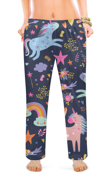 Заказать пижаму в Москве. Женские пижамные штаны Единороги от print.io  - готовые дизайны и нанесение принтов.