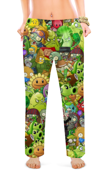 Заказать пижаму в Москве. Женские пижамные штаны PLANTS VS ZOMBIES от geekbox - готовые дизайны и нанесение принтов.