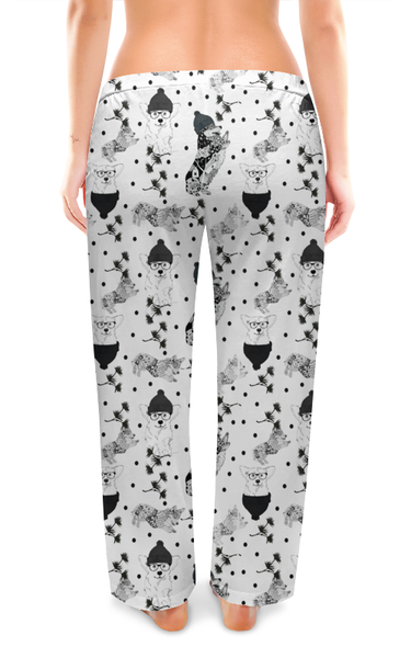 Заказать пижаму в Москве. Женские пижамные штаны Черное и Белое  от juliafast77 - готовые дизайны и нанесение принтов.