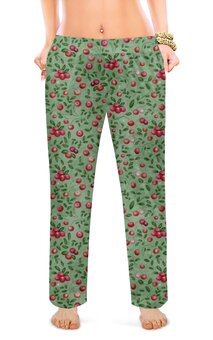 Заказать пижаму в Москве. Женские пижамные штаны КЛЮКВА НА БОЛОТЕ от ELENA ZHARINOVA - готовые дизайны и нанесение принтов.