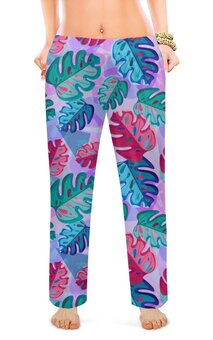 Заказать пижаму в Москве. Женские пижамные штаны Монстера от IrinkaArt  - готовые дизайны и нанесение принтов.