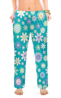 Заказать пижаму в Москве. Женские пижамные штаны ЦВЕТОЧКИ от solntse - готовые дизайны и нанесение принтов.