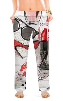 Заказать пижаму в Москве. Женские пижамные штаны Косметика от Romanova - готовые дизайны и нанесение принтов.