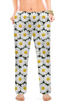 Заказать пижаму в Москве. Женские пижамные штаны Ромашки от bd-art  - готовые дизайны и нанесение принтов.