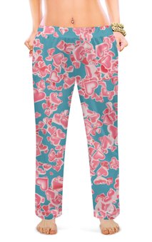 Заказать пижаму в Москве. Женские пижамные штаны Дождь из сердец от bd-art  - готовые дизайны и нанесение принтов.