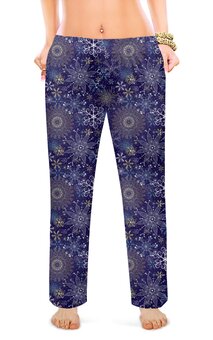 Заказать пижаму в Москве. Женские пижамные штаны Новогодние узоры от FireFoxa - готовые дизайны и нанесение принтов.