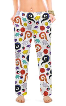 Заказать пижаму в Москве. Женские пижамные штаны на морской глубине от ELENA ZHARINOVA - готовые дизайны и нанесение принтов.