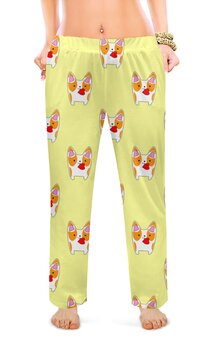 Заказать пижаму в Москве. Женские пижамные штаны корги от queen  - готовые дизайны и нанесение принтов.