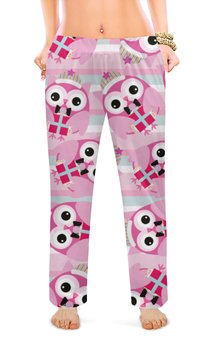 Заказать пижаму в Москве. Женские пижамные штаны Симпатичные совята от Yaroslava - готовые дизайны и нанесение принтов.