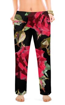 Заказать пижаму в Москве. Женские пижамные штаны Rose Low Poly vector от natulia_hatulia@yahoo.com - готовые дизайны и нанесение принтов.