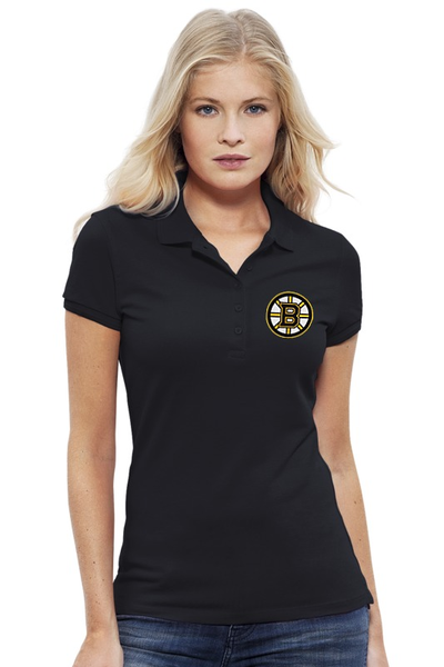 Заказать женскую поло в Москве. Рубашка Поло Stella Plays Boston Bruins от dobryidesign - готовые дизайны и нанесение принтов.