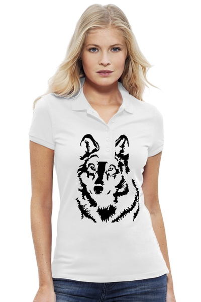 Заказать женскую поло в Москве. Рубашка Поло Stella Plays Тату волк от weeert - готовые дизайны и нанесение принтов.