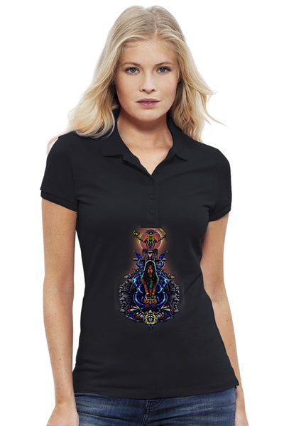Заказать женскую поло в Москве. Рубашка Поло Stella Plays Легенды майя от Страга - готовые дизайны и нанесение принтов.