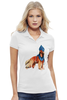 Заказать женскую поло в Москве. Рубашка Поло Stella Plays акварельная новогодняя собака от Игма - готовые дизайны и нанесение принтов.