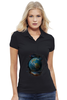Заказать женскую поло в Москве. Рубашка Поло Stella Plays Земля от science - готовые дизайны и нанесение принтов.
