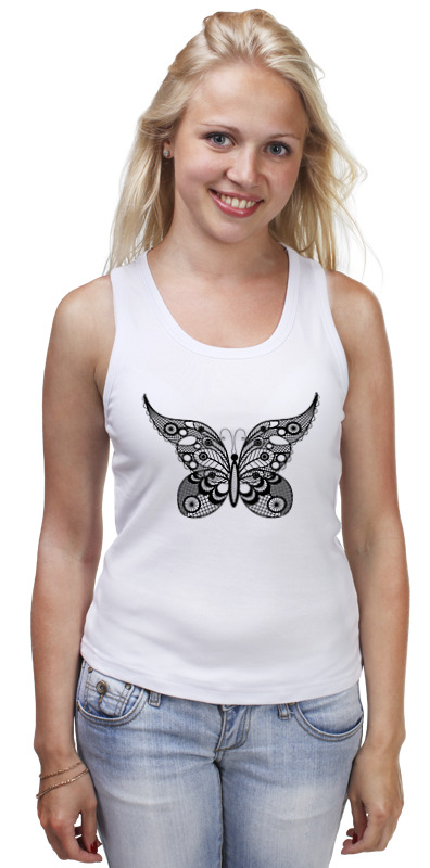 белая майка с кружевными лямочками натали 7861 белый размер 52 Printio Майка классическая Кружевные бабочки