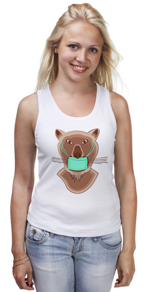Заказать майку в Москве. Майка классическая Львица в маске от Stil na yarkosti - готовые дизайны и нанесение принтов.