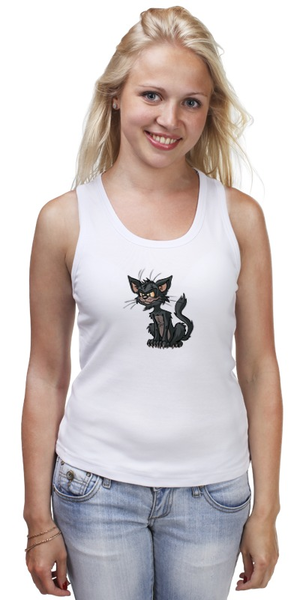 Заказать майку в Москве. Майка классическая Странный котик от T-shirt print  - готовые дизайны и нанесение принтов.