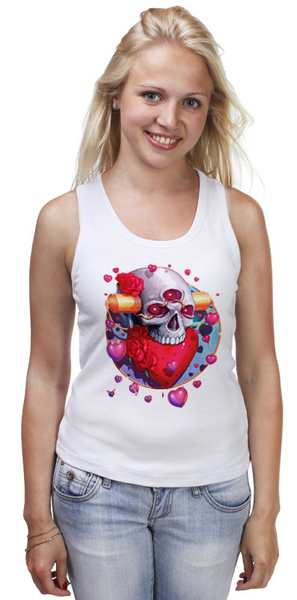 Заказать майку в Москве. Майка классическая Heart Skull от Дана Столыпина - готовые дизайны и нанесение принтов.