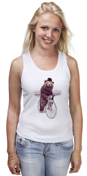 Заказать майку в Москве. Майка классическая Медведь на велосипеде от printik - готовые дизайны и нанесение принтов.