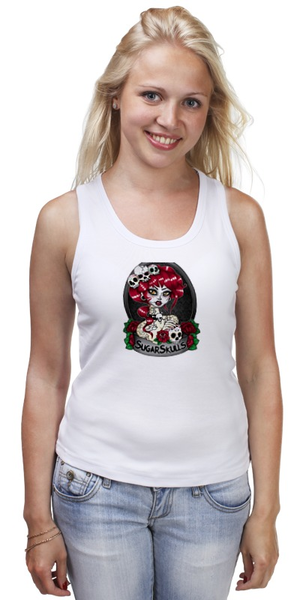 Заказать майку в Москве. Майка классическая Девушка с черепами от T-shirt print  - готовые дизайны и нанесение принтов.